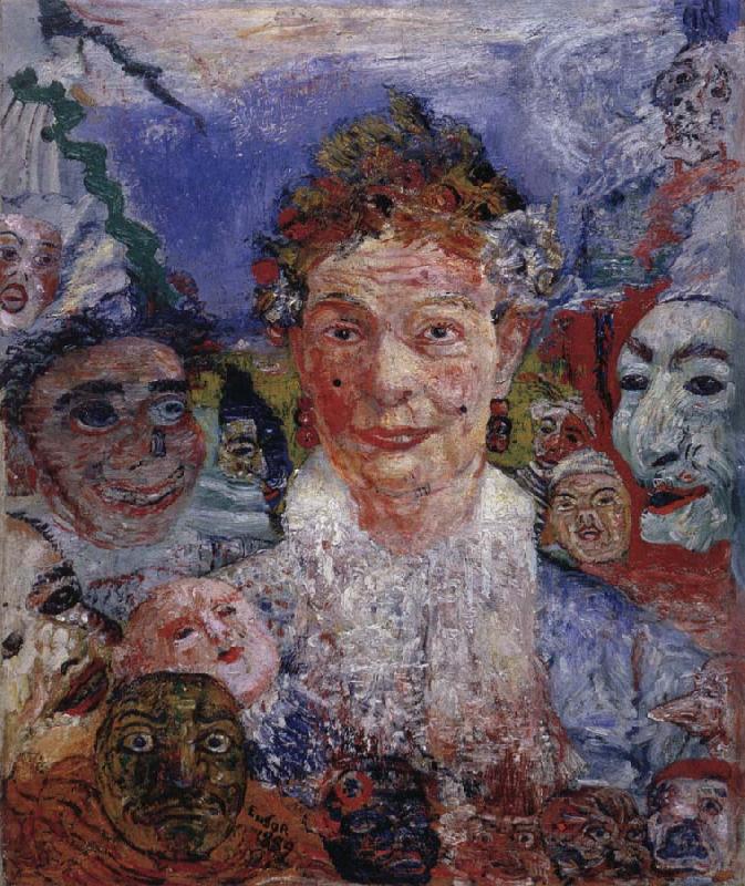 James Ensor Old Woman with Masks